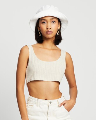TOPSHOP Petite - Women's Neutrals Cropped tops - Petite Stone Ribbed Bralette - Size M at The Iconic