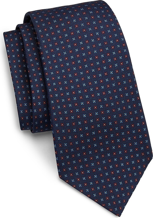 Kiton Men's Micro Geometric Silk Tie - Teal