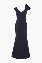 Thumbnail for your product : Badgley Mischka Bow-embellished scuba gown