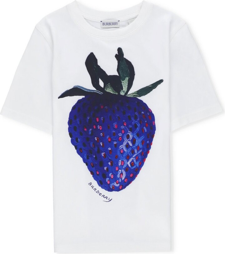 Burberry Children Strawberry Printed Crewneck T-Shirt
