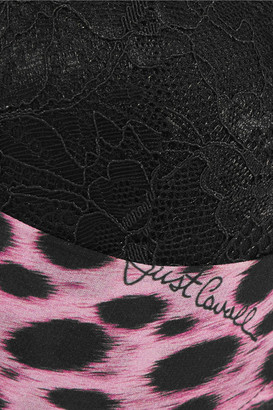 Just Cavalli Reggiseno Leopard-Print Silk-Blend Underwired Padded Bra