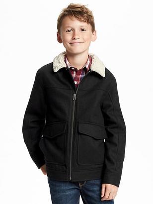 Old Navy Wool-Blend Sherpa-Collar Jacket for Boys