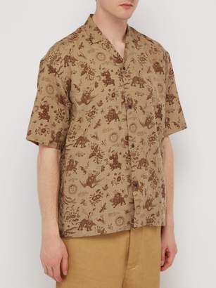 SASQUATCHfabrix. Old Nanpou Notch Collar Shirt - Mens - Brown Multi