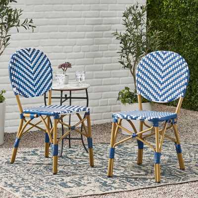 Dakota Fields PE Rattan armless Dining Chair Set of 2 with sturdy legs