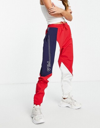 Fila retro joggers in red and navy - ShopStyle Activewear Trousers