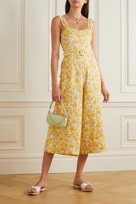 Faithfull The Brand Net Sustain Liv Belted Floral-print Linen Jumpsuit