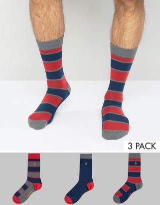 Original Penguin 3 Pack Socks Mixed Stripe