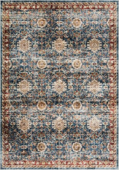 DobleePy 9X12FTLivingRoomRugWashableDistressedSoftVintageBohoFloralLargeAreaRugNonSlipStainResistantforHouseDecorBlue&Brown