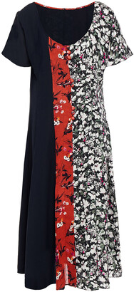 Acne Studios Patchwork-effect Floral-print Crepe Midi Dress