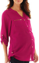 Thumbnail for your product : JCPenney Asstd National Brand Maternity Roll-Tab Button-Front Shirt