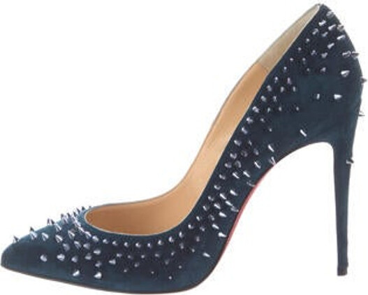Christian Louboutin Spike Accents Suede Pumps - ShopStyle