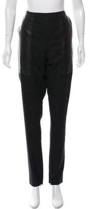 The Row Leather-Trimmed Skinny Pants