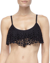 Thumbnail for your product : Luxe by Lisa Vogel Pandora Laser-Cut Flutter Swim Top, Onyx