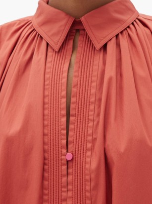 Roksanda Adela Balloon-sleeve Cotton-poplin Dress - Light Red