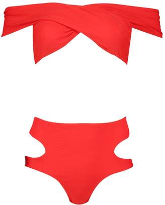 boohoo Petite High Waisted Cut Out Detail Bikini