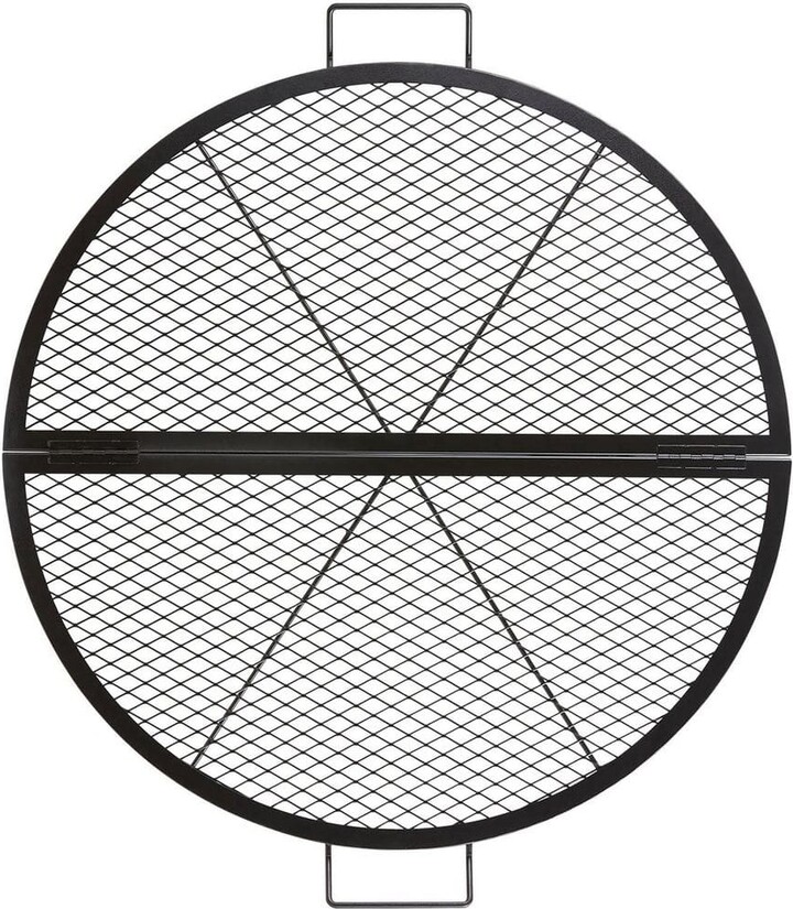Tosulte 36 in. Heavy Duty Foldable Round Portable Camping Steel X-Marks Cooking Fire Pit Grill BBQ Grate