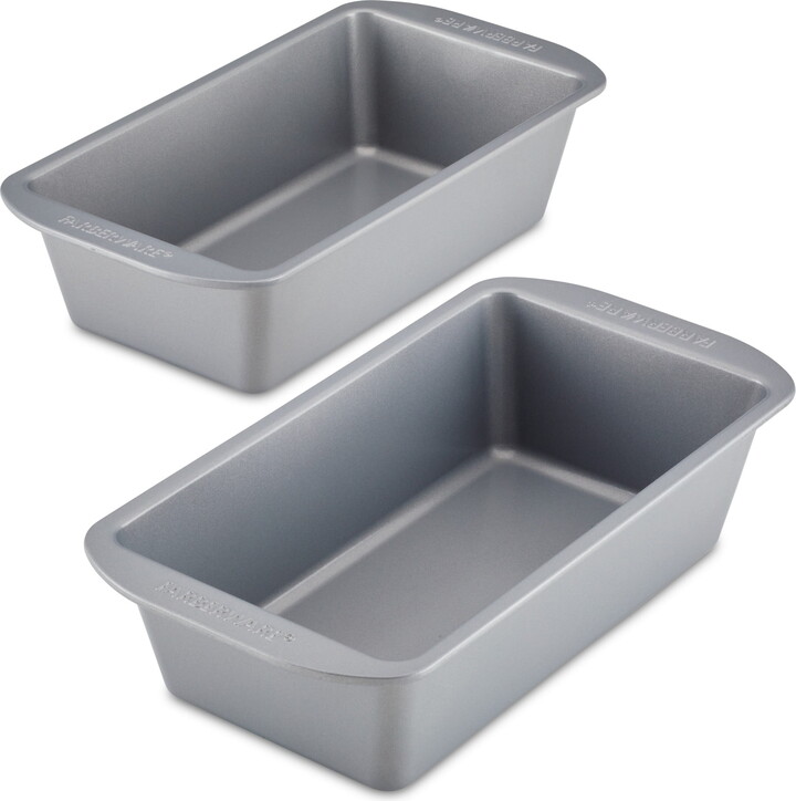 Farberware GOLDEN BAKE 2 Pcs Bakeware Nonstick Loaf Pan Set, Dishwasher Safe and Oven Safe to 450°F, Two 9-inch x 5-inch, Gray