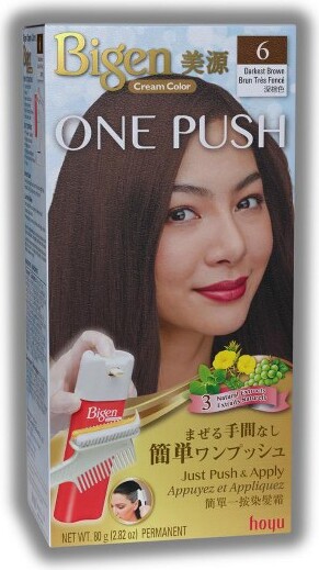 Bigen BIGENbyHoyuOnePush(6DarkestBrown)GrayCoverageCreamColor(2.82oz)|Permanenthaircolor|Nopre-mixingrequired