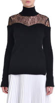 Thumbnail for your product : Fendi Lace-Yoke Turtleneck Sweater