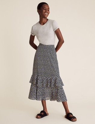 Marks and Spencer Ditsy Floral Ruffle Midi Tiered Skirt