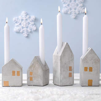 TheLittleBoysRoom Four Concrete House Advent Candle Holders