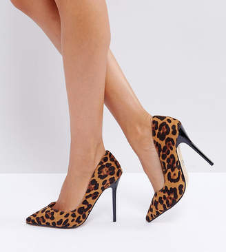 Lost Ink Leopard Print Heeled Court Shoes
