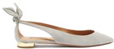 Thumbnail for your product : Aquazzura Bow Tie Cutout Suede Ballerina Flats - Grey