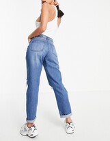 Thumbnail for your product : Parisian ripped mom jeans in mid blue