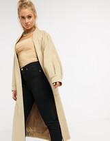 Thumbnail for your product : Helene Berman wool blend edge to edge balloon sleeve coat in camel