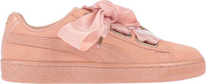 Puma Suede Heart Satin Wn's Sneakers Salmon Pink - ShopStyle