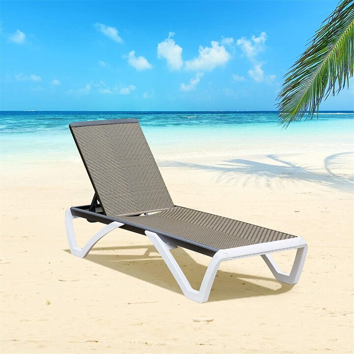 EDWINRAYLLC Stackable Patio Lounge Chair Outdoor Aluminum Frame All