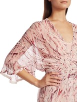 Thumbnail for your product : IRO Pommie Paint-Print Ruffle Silk-Chiffon Mini A-Line Dress