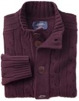 Thumbnail for your product : Wine Lambswool Cable Cardigan Size Large by Charles Tyrwhitt