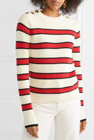 Thumbnail for your product : La Ligne Striped Ribbed-knit Cotton Sweater - Cream