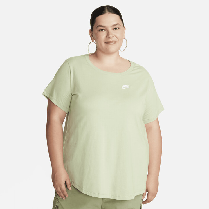 Nike Women's Sportswear Club Essentials T-Shirt (Plus Size) in Green -  ShopStyle