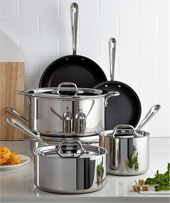 Nonstick Cookware Macy's All Clad Cookware Set All-Clad Stainless Steel  Cookware Set, Created For Macy's, Piece