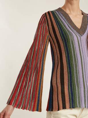 Missoni Vertical Stripe V Neck Long Sleeve Top - Womens - Multi
