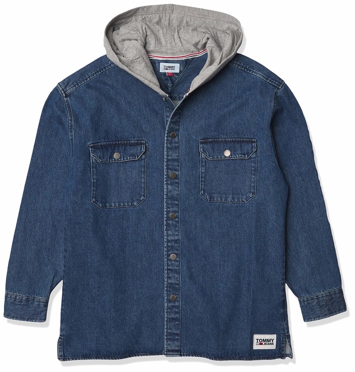 mens denim shirt with hood