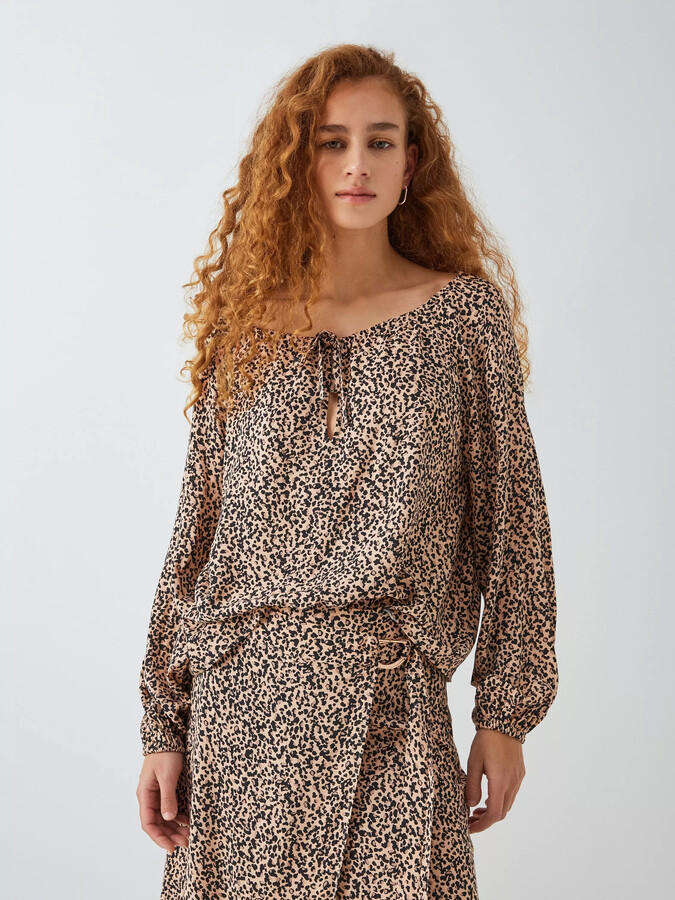 John Lewis ANYDAY Animal Print Tie Neck Top ShopStyle