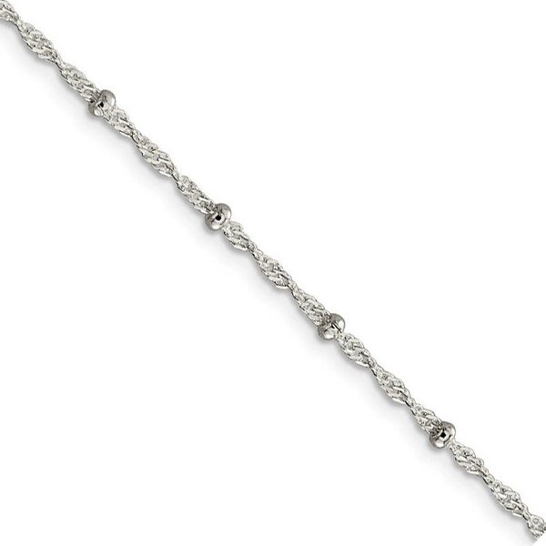 Black Bow Jewelry Co. BlackBowJewelrySterlingSilver2.5mmBeadedLooseRopeChainAnklet10Inch