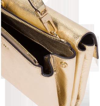 Coccinelle Platinum Pebbled Leather Arlettis Mini Bag w/Shoulder Strap