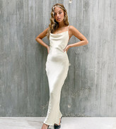 Thumbnail for your product : ASOS DESIGN Petite cami maxi slip dress in high shine satin with lace up back