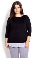 Thumbnail for your product : Addition Elle PJ Top With Woven Trim
