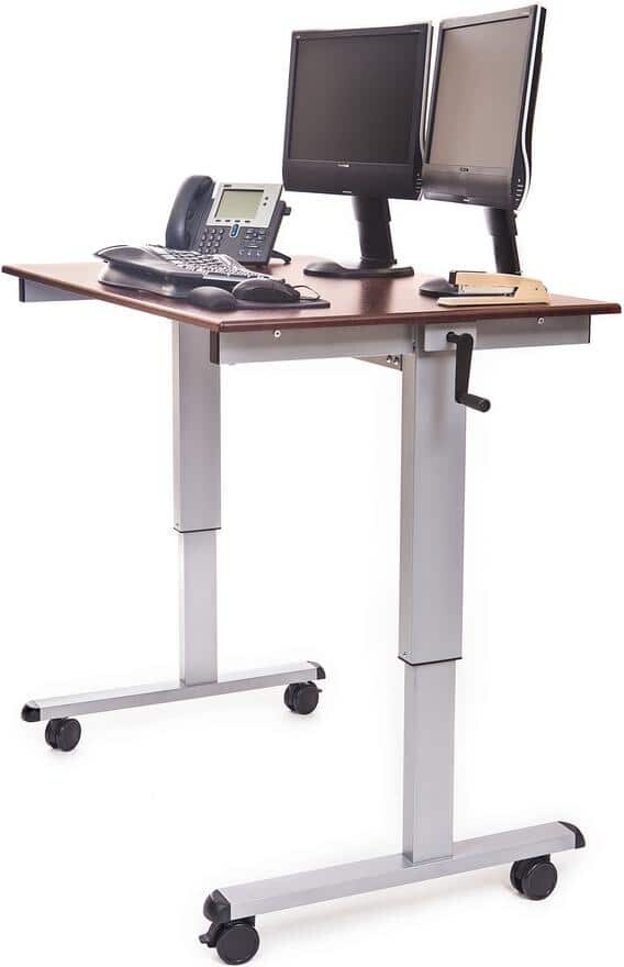 Luxor 47.3 in. Rectangular Silver/Dark Walnut Standing Desks with Adjustable Height