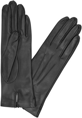 Dents Black Silk-lined Leather Gloves