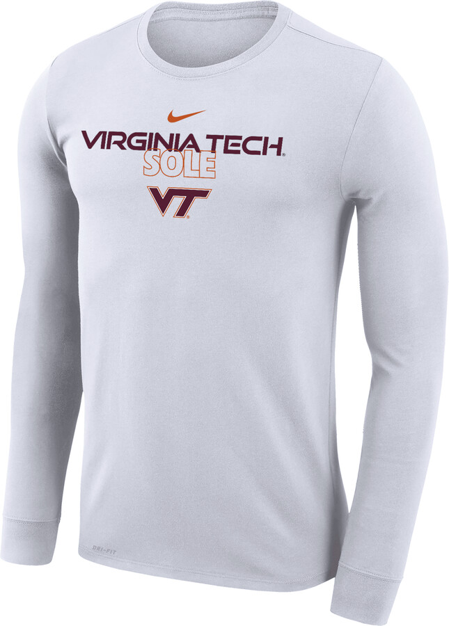 Men\'s T-Shirt Dri-FIT Long-Sleeve Hokies Tech Virginia ShopStyle Nike College in - White Bench