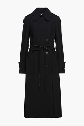 Victoria Beckham Leather-trimmed Double-breasted Crepe Trench Coat