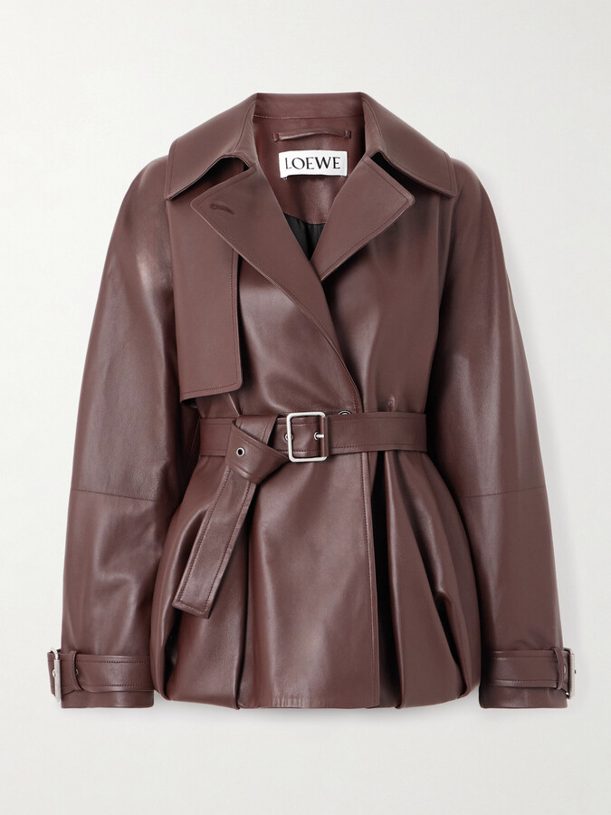 Loewe Belted Leather Jacket - Brown