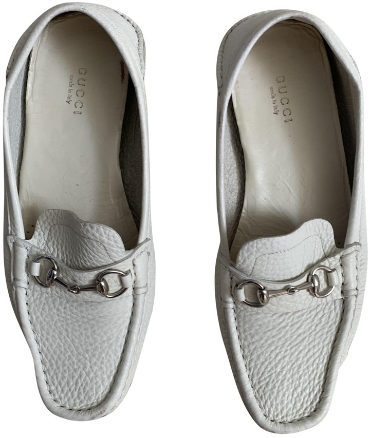 Gucci White Leather Flats - ShopStyle