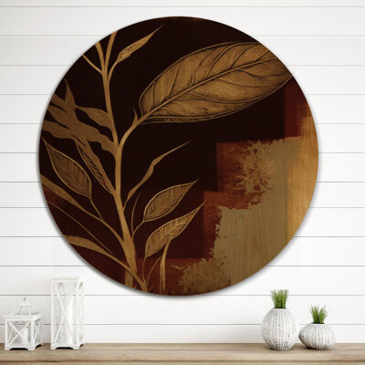 Red Barrel Studio Terra Cotta Chocolate Leaves V - Landscape Forest Wood Wall Decor